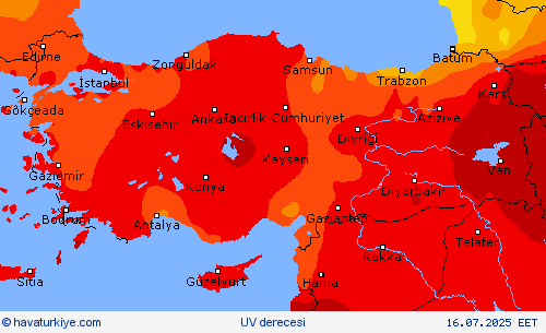 UV derecesi Tahmin Haritaları