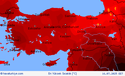 En Yüksek Sıcaklık Tahmin Haritaları